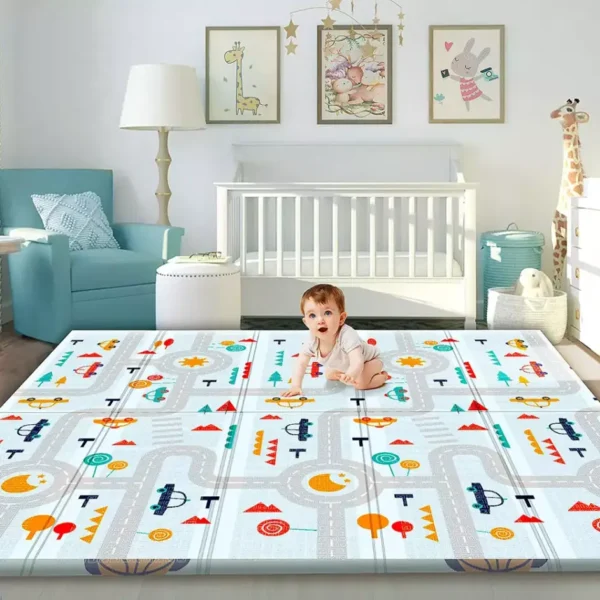Tapis de bébés antichoc doubles face pour bébés - 200 x180 cm et 1 cm d'épaisseur.