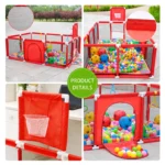 Bébé PlayPen Aire de jeux intérieure avec clôture de sécurité pour bébé + 50 Balles + Tapis d'eau gratuit – Image 9