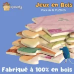 12 Puzzle en bois pour enfants 15x15cm, jouets éducatifs, cadeaux pour enfants – Image 7
