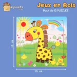 12 Puzzle en bois pour enfants 15x15cm, jouets éducatifs, cadeaux pour enfants – Image 8
