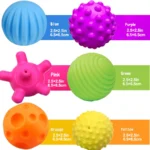 Jeu mentaires oriel texturé pour bébé, multi-balles souples, jouets de douche Montessori, activité pour tout-petits de 1 à 3 ans, 6 pièces, – Image 2