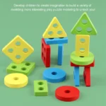 Jeu de pêche en bois, planche de tri géométrique à quatre pôles, – Image 2