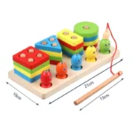 Jeu de pêche en bois, planche de tri géométrique à quatre pôles, – Image 6