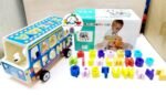 Jeu éducatif bus Montessori associant lettres, chiffres et symboles, Honneurs, bois, – Image 2