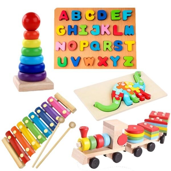 Jouets Montessori en bois 5 en 1, jouets éducatifs pour les tout-petits
