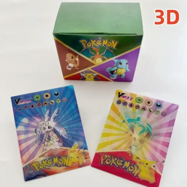 55 cartes Pokémon 3D Shining Rainbow Cards, English Vmax Gx, Charizard Pikachu