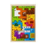 Puzzle en bois Montessori, personnages d'animaux, blocs russes mignons