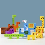 Puzzle en bois Montessori, personnages d'animaux, blocs russes mignons – Image 4