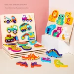 Puzzle en bois pour enfants, fruits et animaux – Image 2