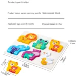 Puzzle en bois pour enfants, fruits et animaux – Image 3