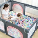 PARC de jeux sécurisé pour bébé Unisexe GRIS pour enfants, taille 180x150cm avec 50 ballons cadeaux – Image 3