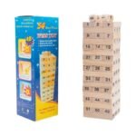 Tour Jenga en bois 54 blocs et 4 Domino de jeu