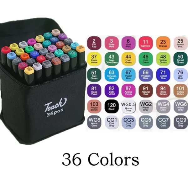 Ensemble de stylos marqueurs artistiques à double tête de dessin pour enfants avec  36 couleurs