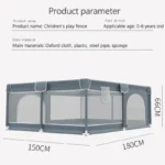 PARC de jeux sécurisé pour bébé Unisexe GRIS pour enfants, taille 180x150cm avec 50 ballons cadeaux – Image 4