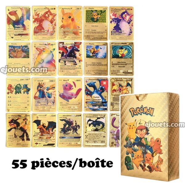 55 Cartes Pokemon anglaises Plastic doré
