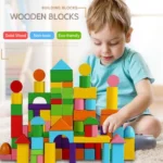 Ensemble de blocs de construction en bois avec sac de rangement