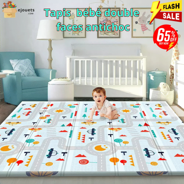 Découvrez le Tapis bébé double face - Le choix idéal pour un espace sûr et stimulant !