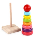 Tour arc-en-ciel en bois pour enfants, – Image 2