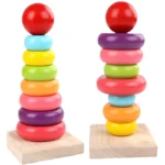 Tour arc-en-ciel en bois pour enfants, – Image 3