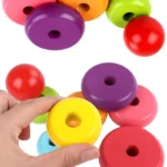 Tour arc-en-ciel en bois pour enfants, – Image 4