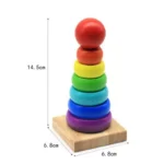 Tour arc-en-ciel en bois pour enfants, – Image 5