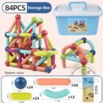 Blocs de construction magnétiques Pour les enfants 84 PCS avec rangement