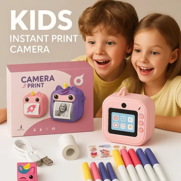 Mini Caméra Instantanée Licorne pour Enfants 🦄 - Impression Immédiate, Photos & Stickers 📸