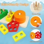 Jeu de Tri Couleurs Et Puzzle en Bois Jouets Éducatif – Image 2