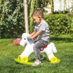 Cheval à Bascule 2-en-1 avec Roues Dolu - Blanc & Rouge ??