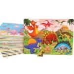 Pack 5 × Puzzle 3d en bois pour enfants - dinosaures, animaux et plus... – Image 2