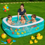 Piscine Gonflable Familiale BESTWAY Translucide – 200 x 146 x 48 cm – Confort et Fraîcheur pour l’Été