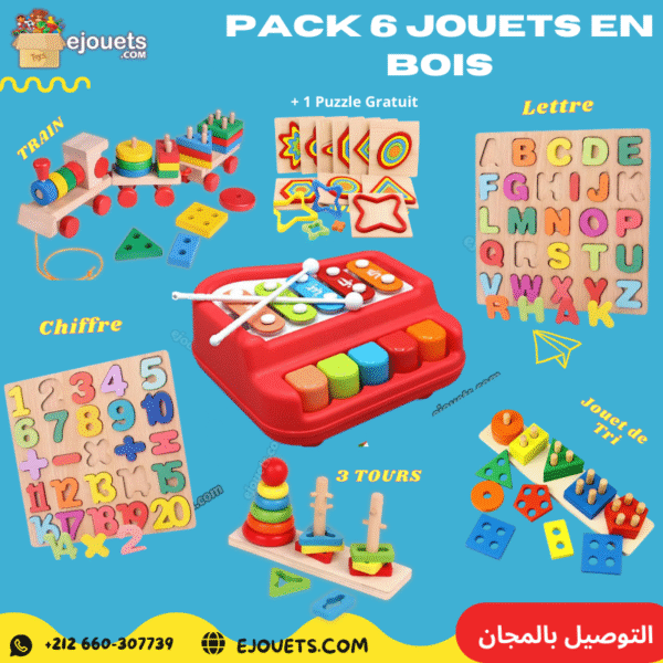 Jouets Montessori en bois 6 en 1, jouets éducatifs pour les tout-petits all in one