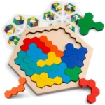 7 Jouets Montessori Puzzle en bois Tangram jeu Puzzle 3D – Image 3