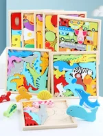7 Jouets Montessori Puzzle en bois Tangram jeu Puzzle 3D
