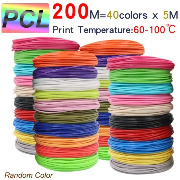 Stylo d'impression 3D pour enfants, filament PCL, couleurs vives, sans fumée, sans goût, basse température, 1.75mm