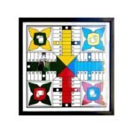 Table de jeu Parshisi  4 joueurs en verre et bois décoré