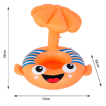 Bouée Siège Bébé avec Auvent Anti-Soleil – 3D Flétan Cartoon - Orange – Image 3