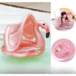 Bouée Siège Bébé Flamant Rose avec Auvent et Paillettes – 6M+ – Image 6