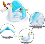 Bouée Siège Bébé Licorne avec Auvent et Paillettes – 8M+ – Image 3