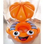 Bouée Siège Bébé avec Auvent Anti-Soleil – 3D Flétan Cartoon - Orange – Image 2