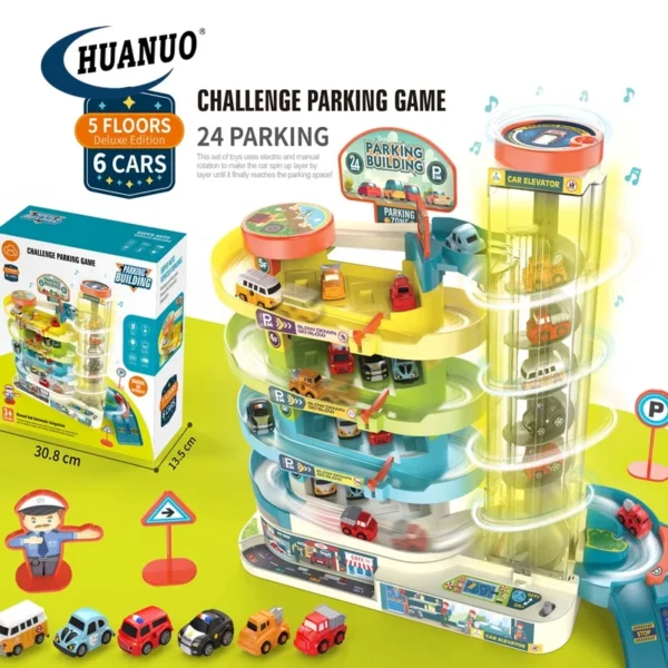 Parking à étages 5 niveaux  Ascenseur hélicoïdal + 6 voitures (24 places)