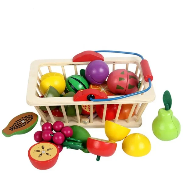 Panier de Fruits & Légumes en Bois  Jeu dImitation Éducatif