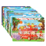 5 Puzzle en bois à pensée logique, Jeu intellectuel, véhicule Animal, dessin animé, jouets éducatifs – Image 4
