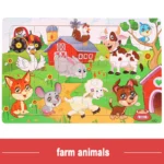 5 Puzzle en bois à pensée logique, Jeu intellectuel, véhicule Animal, dessin animé, jouets éducatifs – Image 5