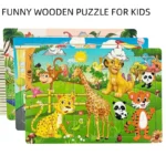 5 Puzzle en bois à pensée logique, Jeu intellectuel, véhicule Animal, dessin animé, jouets éducatifs