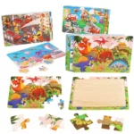 5 Puzzle en bois à pensée logique, Jeu intellectuel, véhicule Animal, dessin animé, jouets éducatifs – Image 2